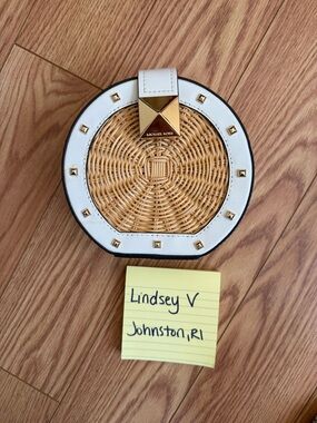 Michael Kors White Round Crossbody with Gold Hardware